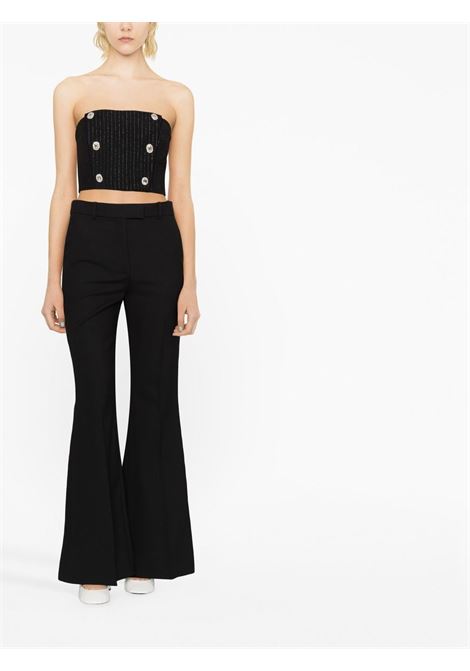 Black pinstripe crystal-embellished cropped top - women ALESSANDRA RICH | FAB3215F3803930